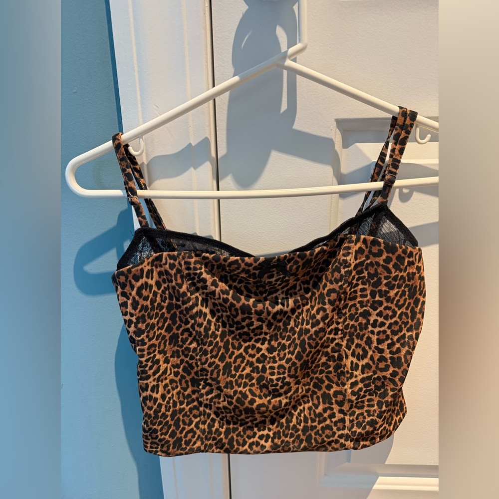 Edikted Animal Print Lace Trim Top